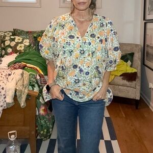 Mille Thalia Floral Print Blouse with Puff Sleeves